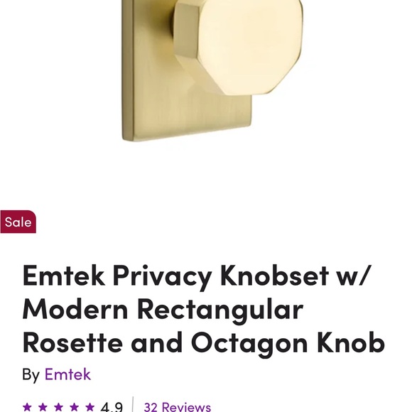 Emtek Assa Abloy - Modern Privacy - Rectangular Octagon Knob US4 - Satin Brass - Picture 8 of 9